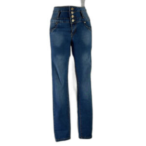 Liz Jeans Size 7 Skinny High Waist Gold Button Fly Front Stretch Pocket